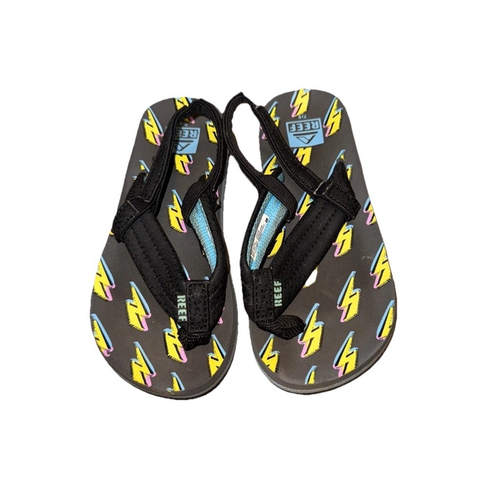 Reef Toddler Boys  7 / 8 AHI Sandals Bolt Back Strap Shoes Flip Flops‎ Black
